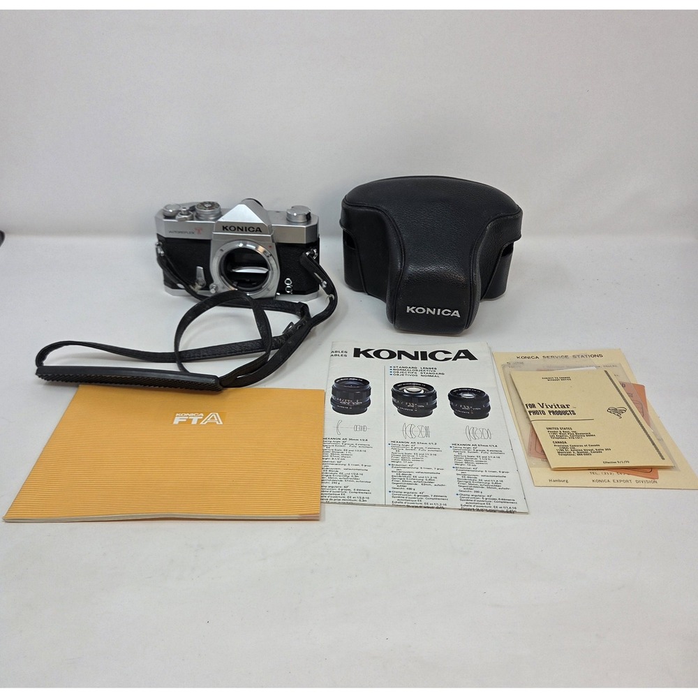 Konica Autoreflex T FTA 35mm SLR Camera Body Only Tested Shutter Works Japan
